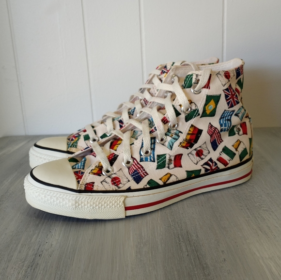 Vintage Converse All Star All Nations Flags World Peace Men's Size 5.5 - Picture 2 of 15
